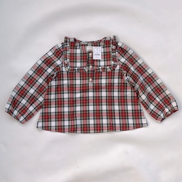 J.Crew Crewcuts Girls' collared top in Snowy Stewart tartan Size Small NWT - Picture 1 of 4